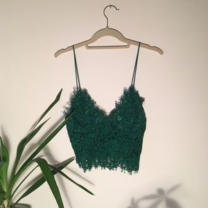 Zara Emerald Lace Top